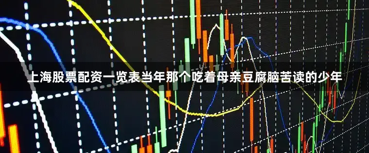上海股票配资一览表当年那个吃着母亲豆腐脑苦读的少年